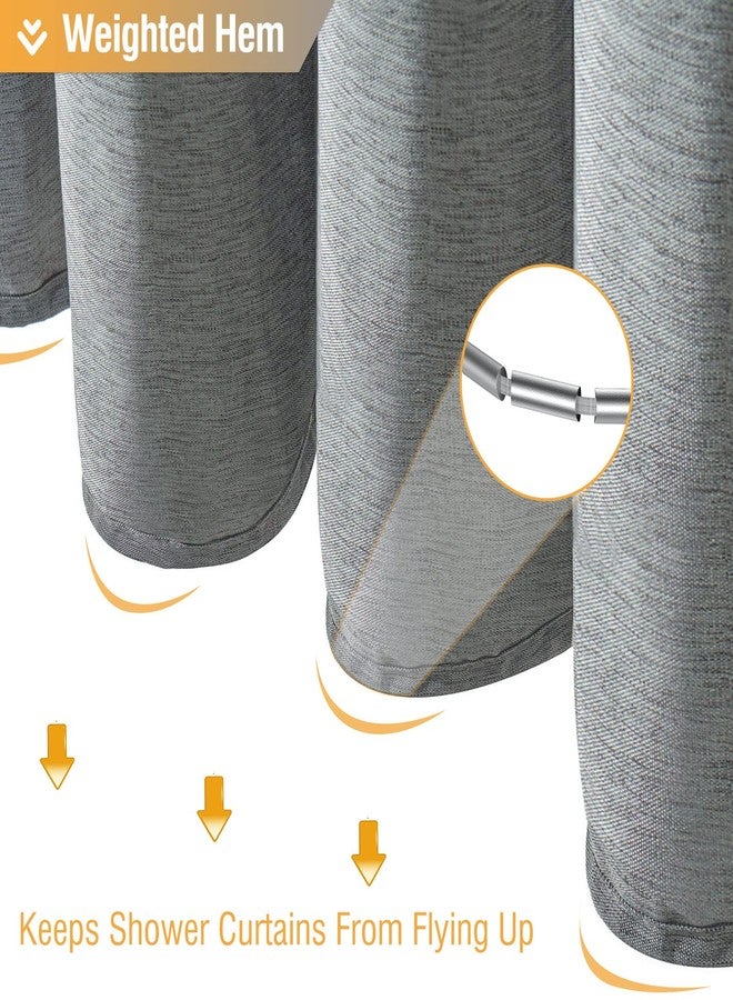 BTTN Long Grey Fabric Shower Curtain, 230GSM Linen Textured Heavy Duty Cloth Shower Curtain Set with Hooks, Waterproof Neutral Weighted Luxury Decorative Shower Curtains for Bathroom(Gray, W72xH78) - Image 5